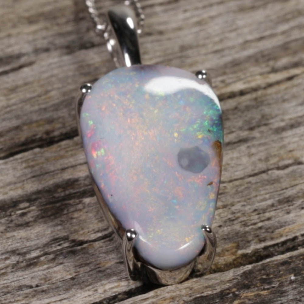 Australian Boulder Opal Sterling Silver Pendant - Pen715